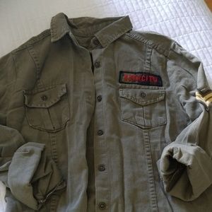 Olive green military look shirt